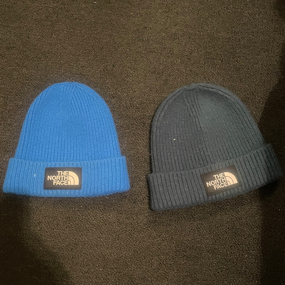 The North Face Dual Beanie Set - Blue and Dark Green